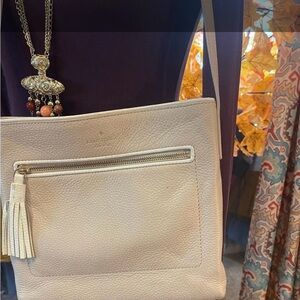Kate Spade Beige Crossbody Bag with Tassel